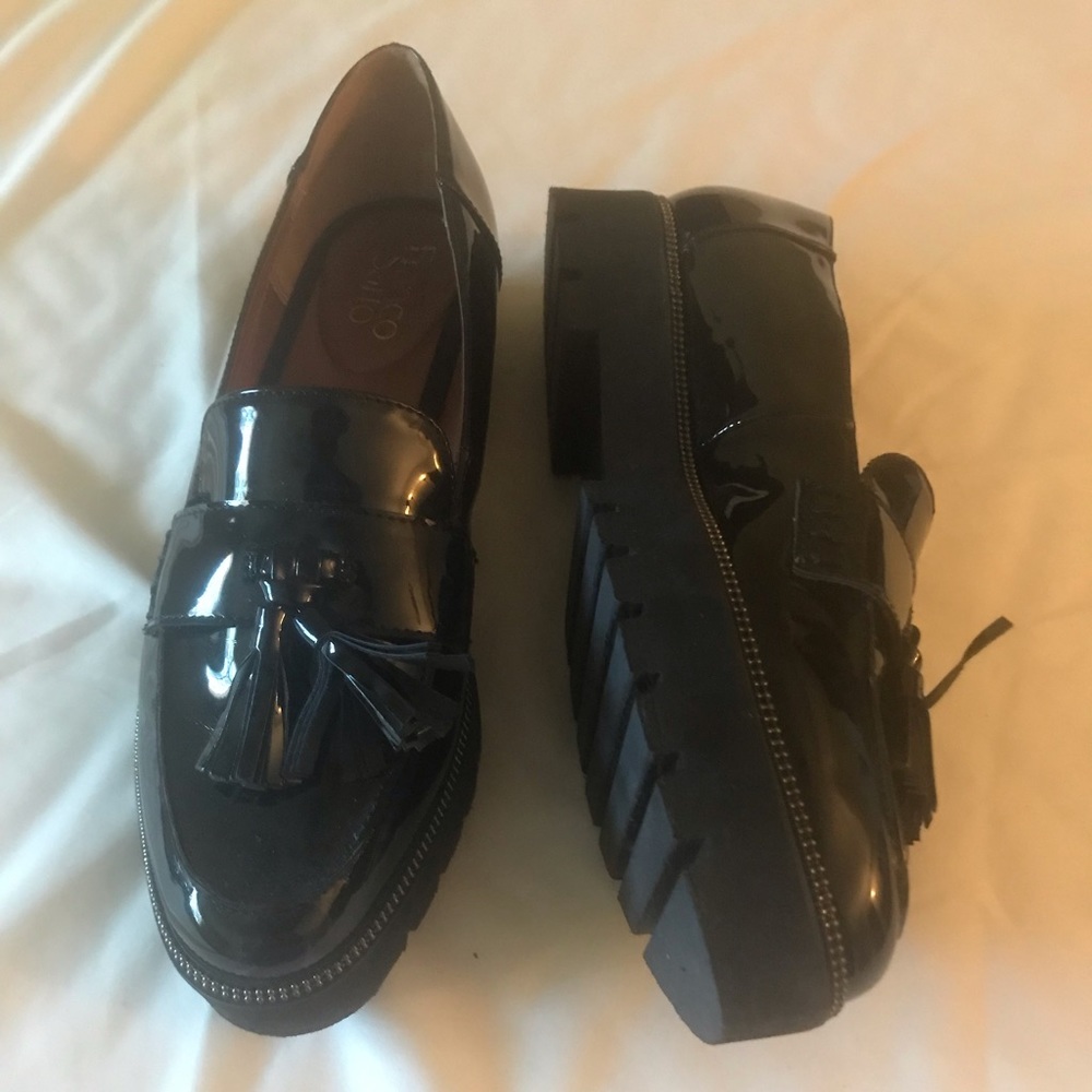 Franco Sarto Block Heel Loafers with Tassels